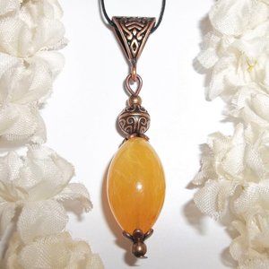 Yellow Necklace, Necklace, Boho Necklace, Yellow and Copper Necklace, NWT 7618